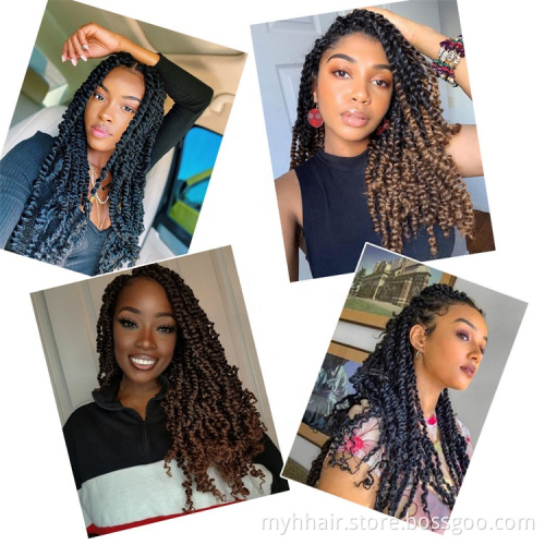 10 Piece Brown Blonde Pre-twisted Hair 18 Inch Pre-looped Ombre Black Passion Crochet Hair for Women Synthetic Braids